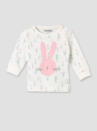 Juniors Cotton Long Sleeves Pyjama Set with Bunny Applique-baby-girls-clothing-nightwear-pyjamasets-image-3