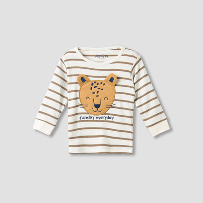 Juniors Cotton Long Sleeves Pyjama Set with Bunny Applique