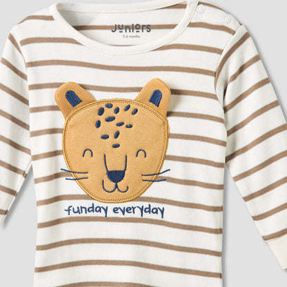 Juniors Cotton Long Sleeves Pyjama Set with Bunny Applique