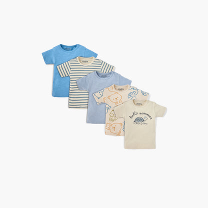 Juniors Assorted T-shirt with Short Sleeves - Set of 5 - Multicolour / 12-18 mths