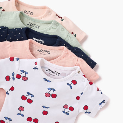 Juniors Assorted Printed Round Neck T-shirt with Short Sleeves - Set of 5