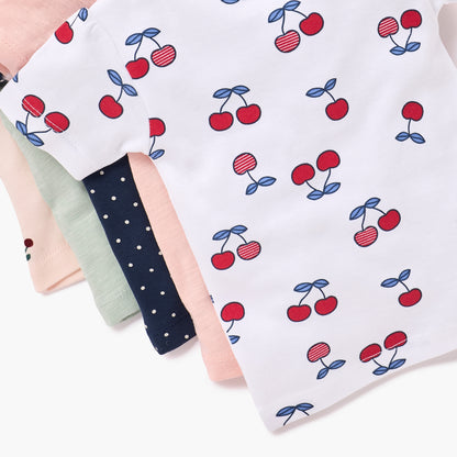 Juniors Assorted Printed Round Neck T-shirt with Short Sleeves - Set of 5