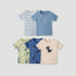 Juniors Girls Crew Neck T-shirt with Dinosaur Print - Cotton - Short Sleeves - Set of 5 - Multicolour / 12-18 mths