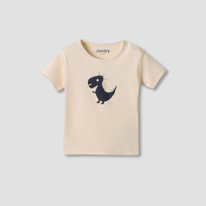 Juniors Girls Crew Neck T-shirt with Dinosaur Print - Cotton - Short Sleeves - Set of 5