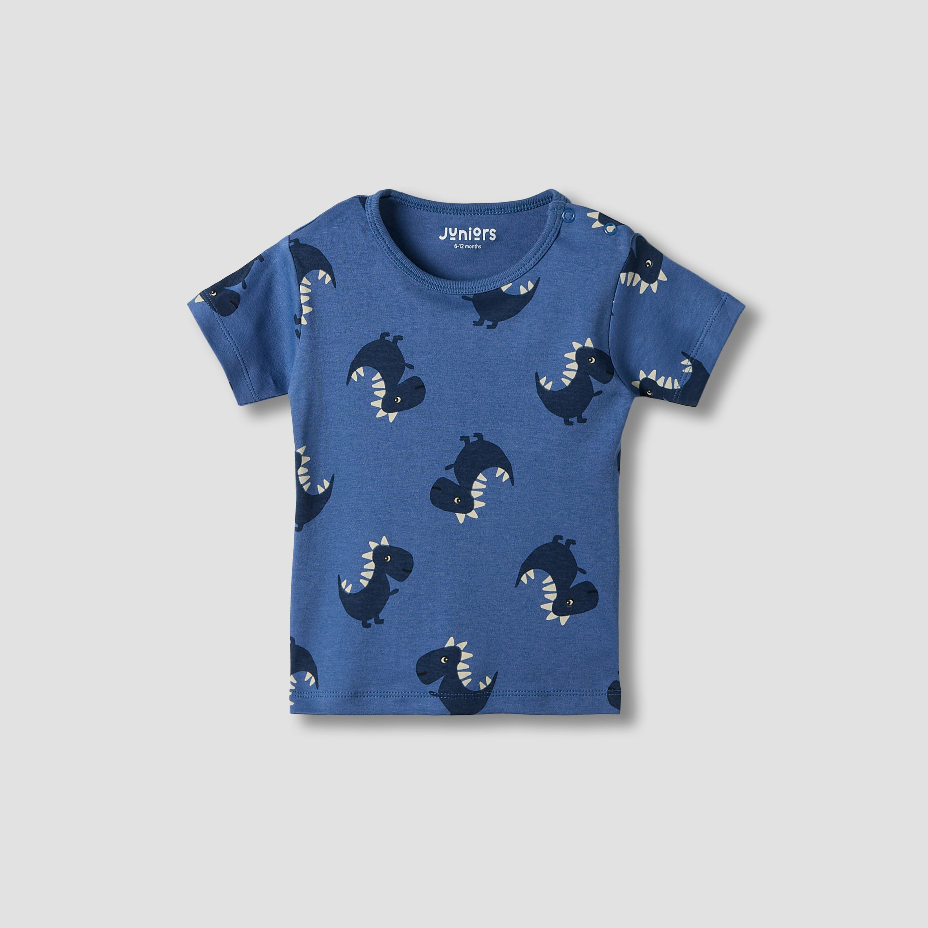 Juniors Girls Crew Neck T-shirt with Dinosaur Print - Cotton - Short Sleeves - Set of 5