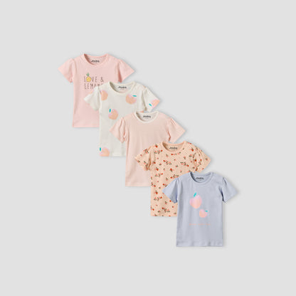Pack of 5 Juniors Crew Neck Short Sleeves T-shirt with Assorted Print - Multicolour / 12-18 mths