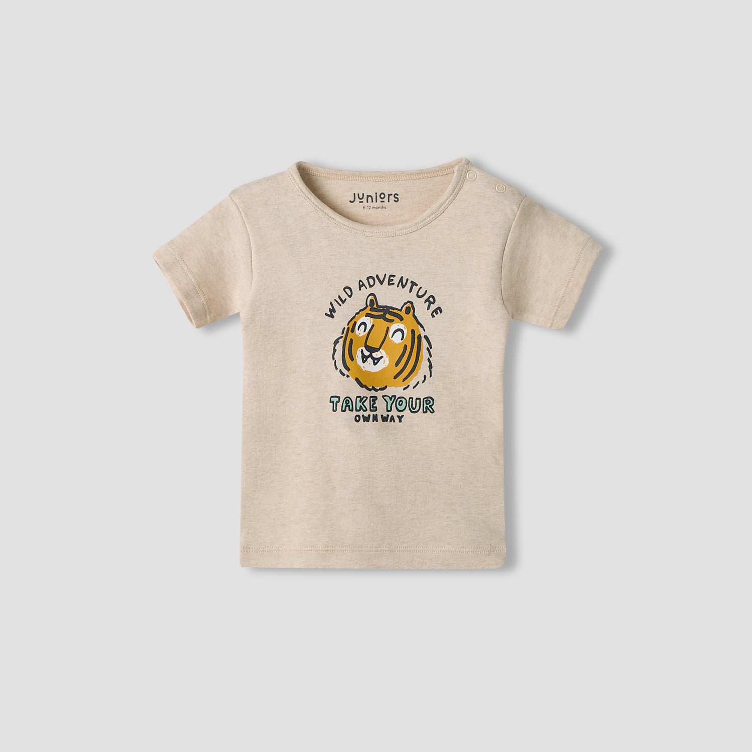 Juniors Girls Crew Neck T-shirt with Animal Print - Cotton - Short Sleeves - Set of 5