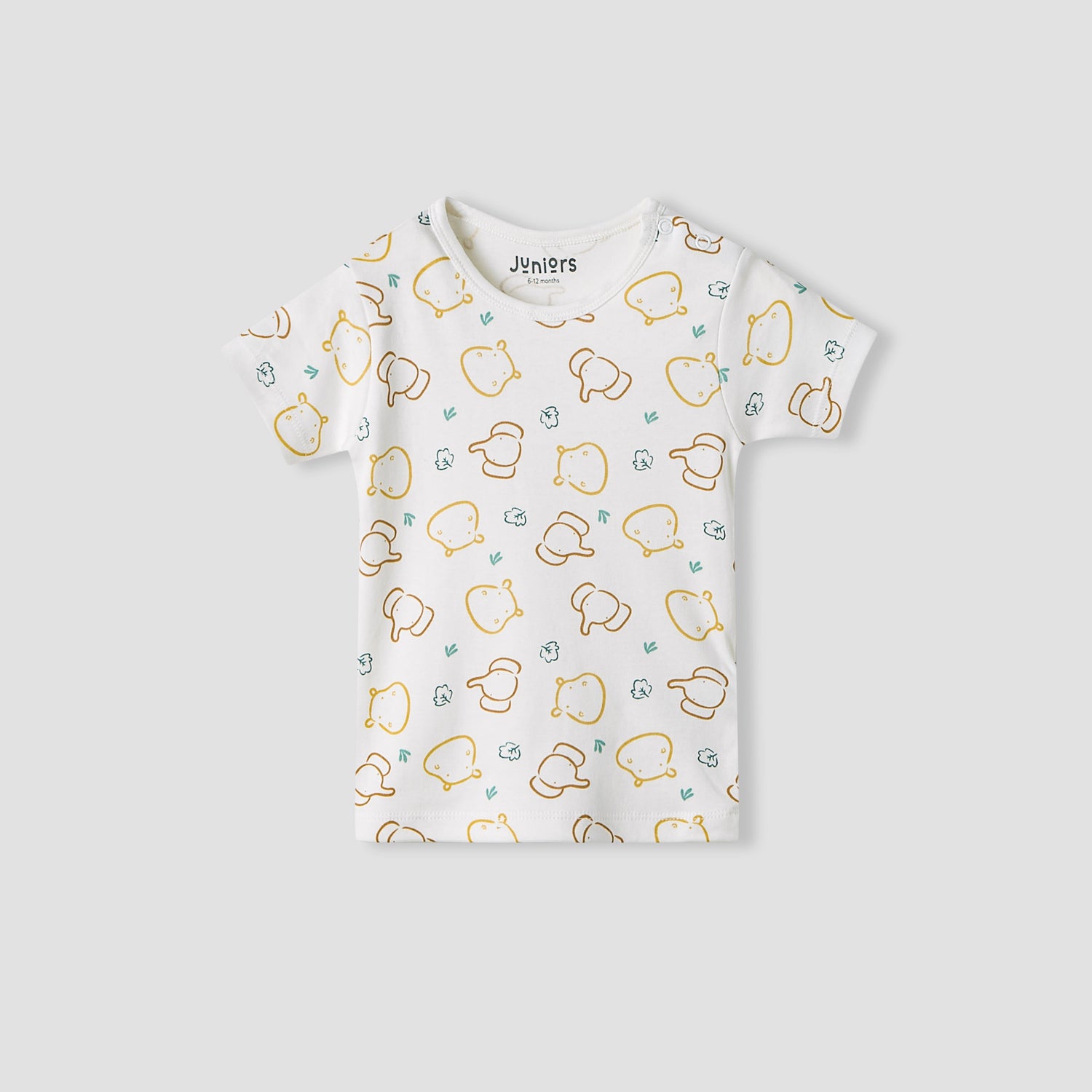 Juniors Girls Crew Neck T-shirt with Animal Print - Cotton - Short Sleeves - Set of 5
