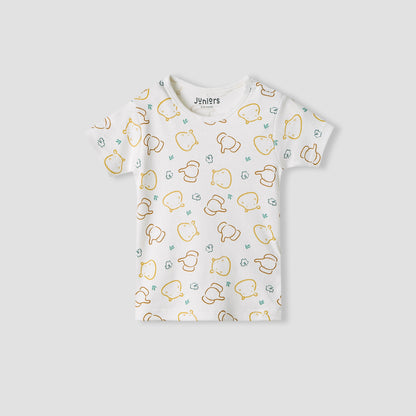 Juniors Girls Crew Neck T-shirt with Animal Print - Cotton - Short Sleeves - Set of 5