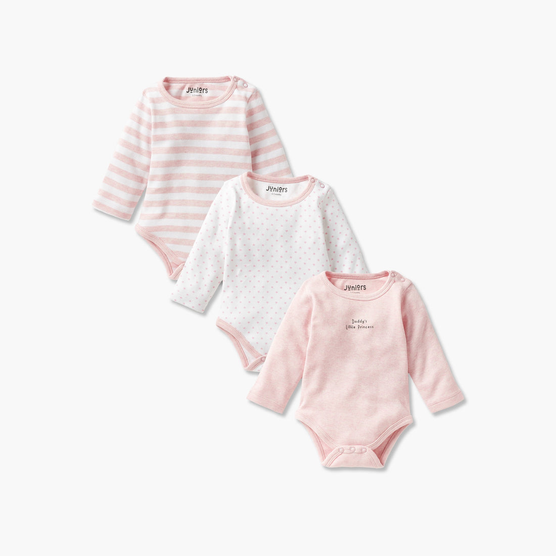 Juniors Printed Bodysuit with Long Sleeves - Set of 3