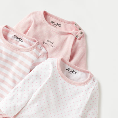 Juniors Printed Bodysuit with Long Sleeves - Set of 3