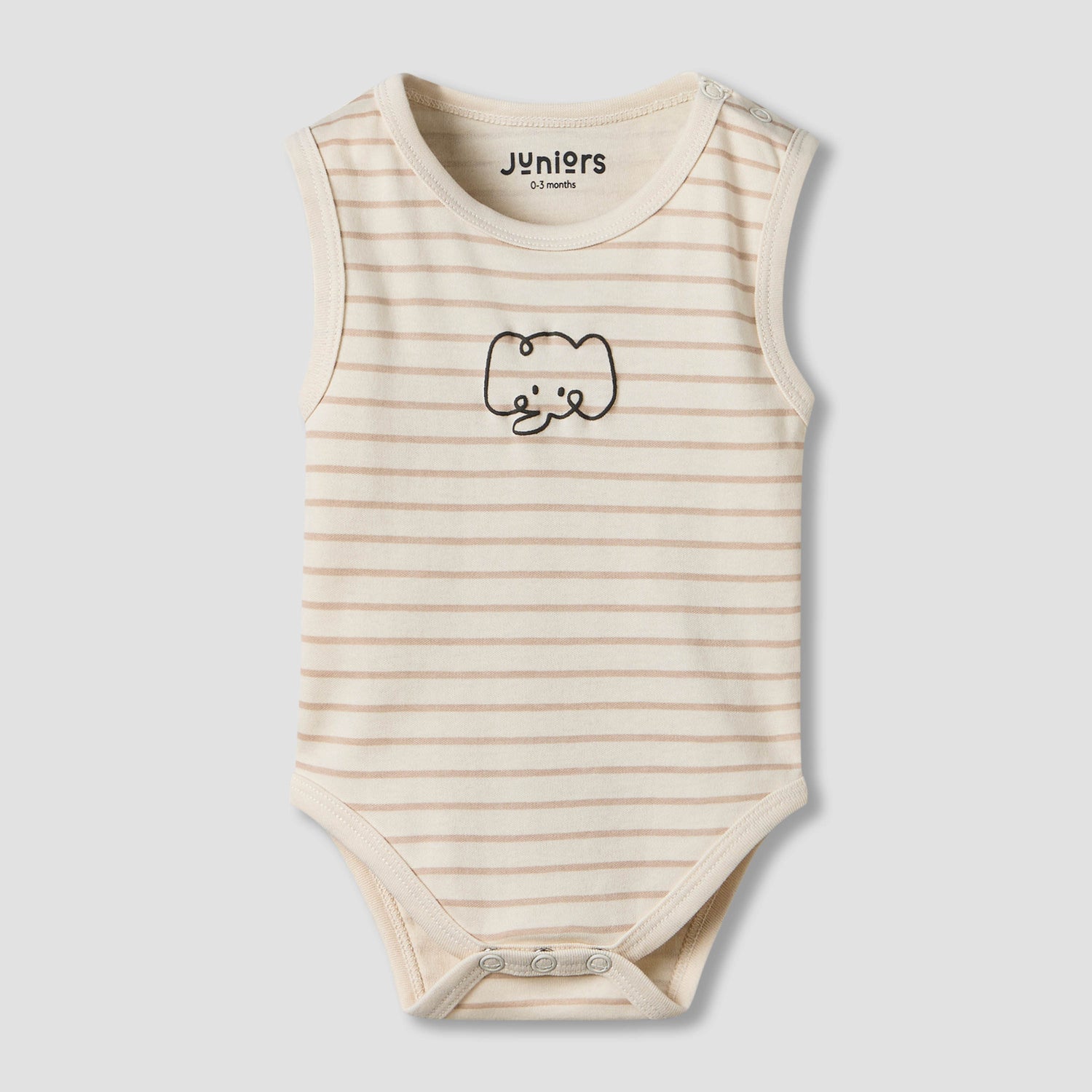 Pack of 3 Juniors Round Neck Sleeveless Bodyuit with Elephant Print