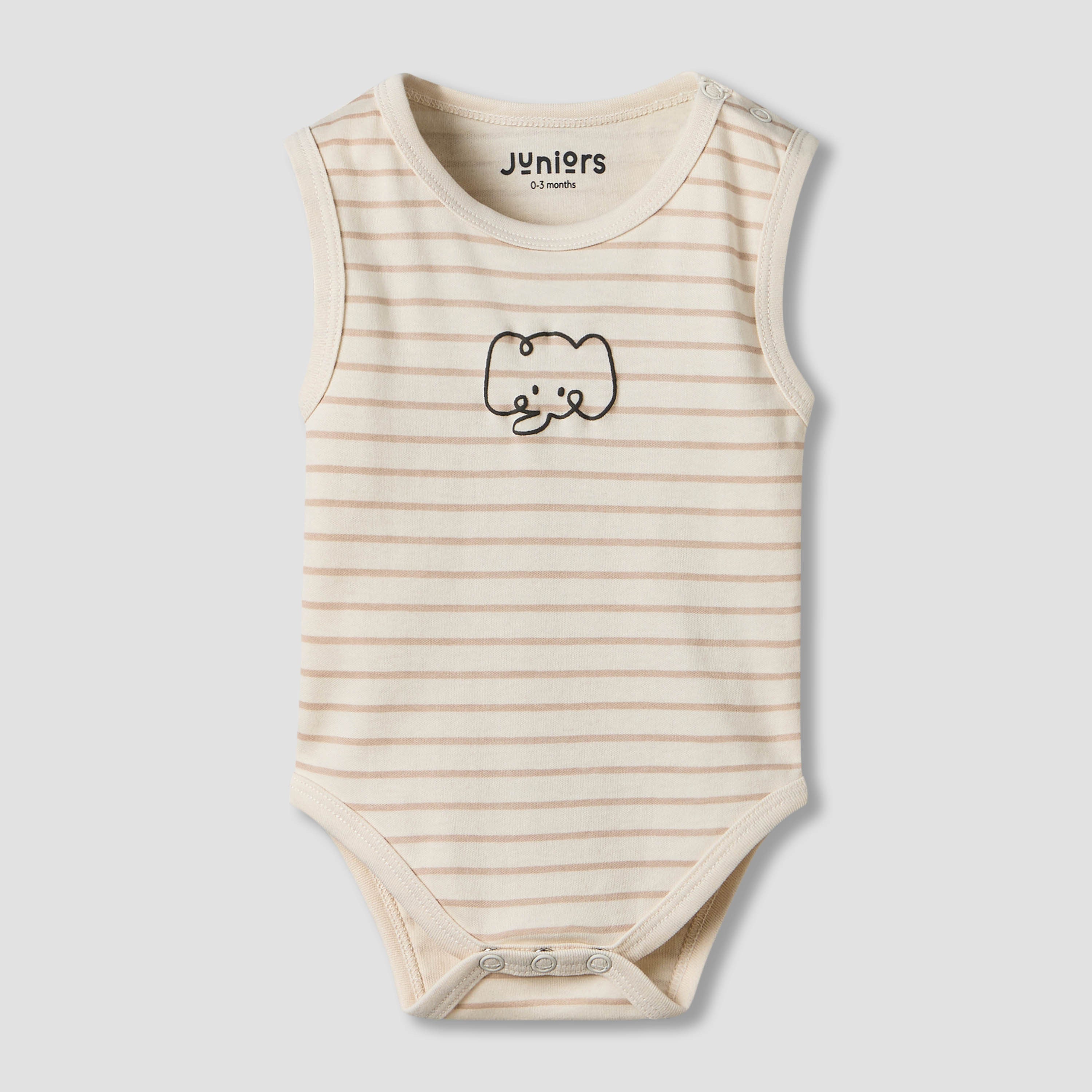 Pack of 3 Juniors Round Neck Sleeveless Bodyuit with Elephant Print