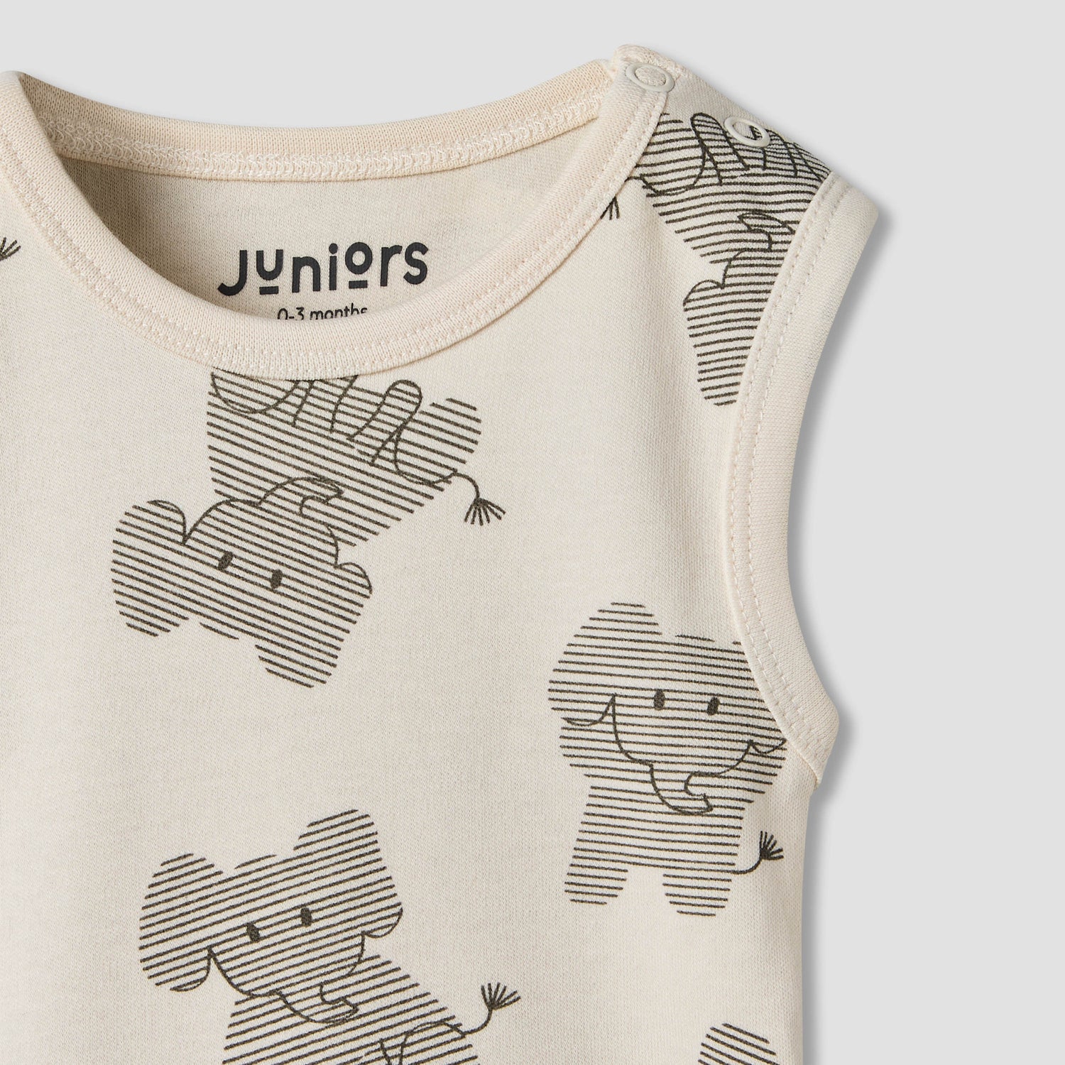 Pack of 3 Juniors Round Neck Sleeveless Bodyuit with Elephant Print