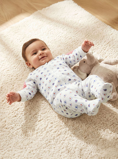 Juniors Cotton Crew Neck Long Sleeves Sleepsuit with Elephant Print-baby-boys-clothing-nightwear-sleepsuits-image-1