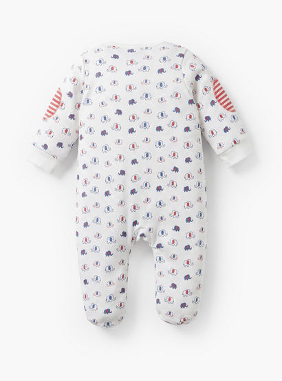 Juniors Cotton Crew Neck Long Sleeves Sleepsuit with Elephant Print-baby-boys-clothing-nightwear-sleepsuits-image-3