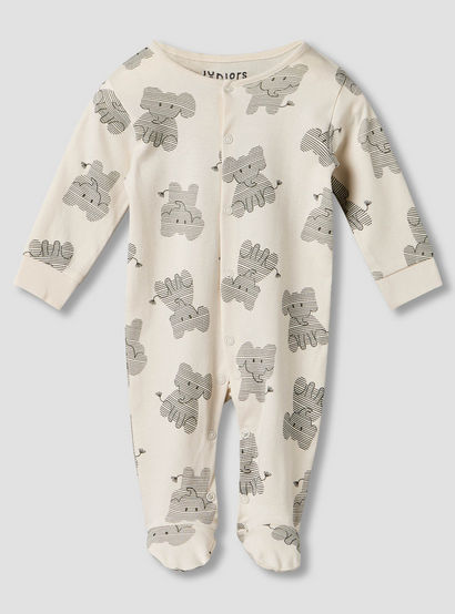 Pack of 2 Juniors Cotton Round Neck Long Sleeves Sleepsuit with Elephant Print-baby-boys-clothing-nightwear-sleepsuits-image-4