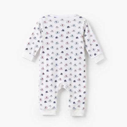 Juniors Cotton Crew Neck Long Sleeves Sleepsuit with Elephant Print