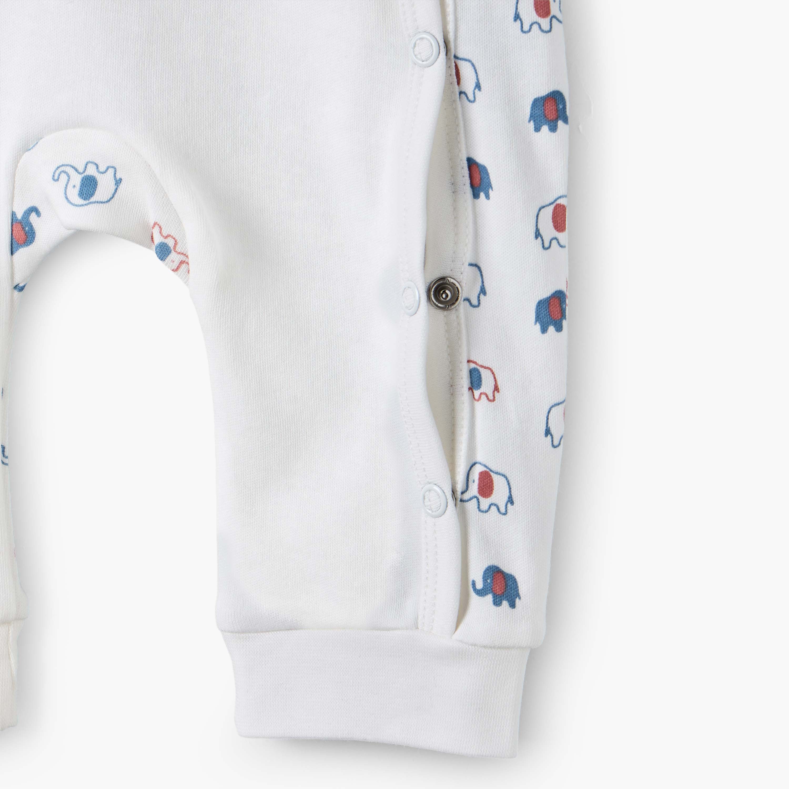 Juniors Cotton Crew Neck Long Sleeves Sleepsuit with Elephant Print