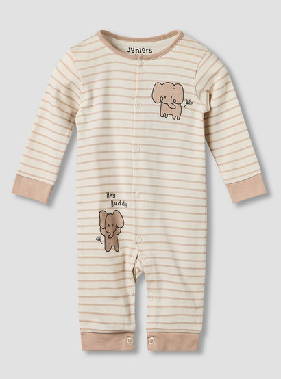 Set of 2 Juniors Cotton Round Neck Elephant Print Sleepsuit with Romper-baby-boys-clothing-nightwear-sleepsuits-image-3
