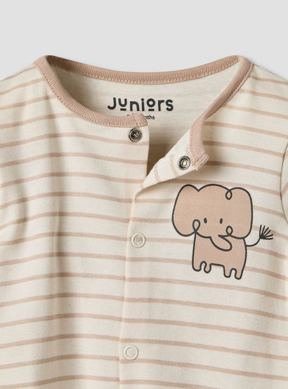 Set of 2 Juniors Cotton Round Neck Elephant Print Sleepsuit with Romper-baby-boys-clothing-nightwear-sleepsuits-image-7