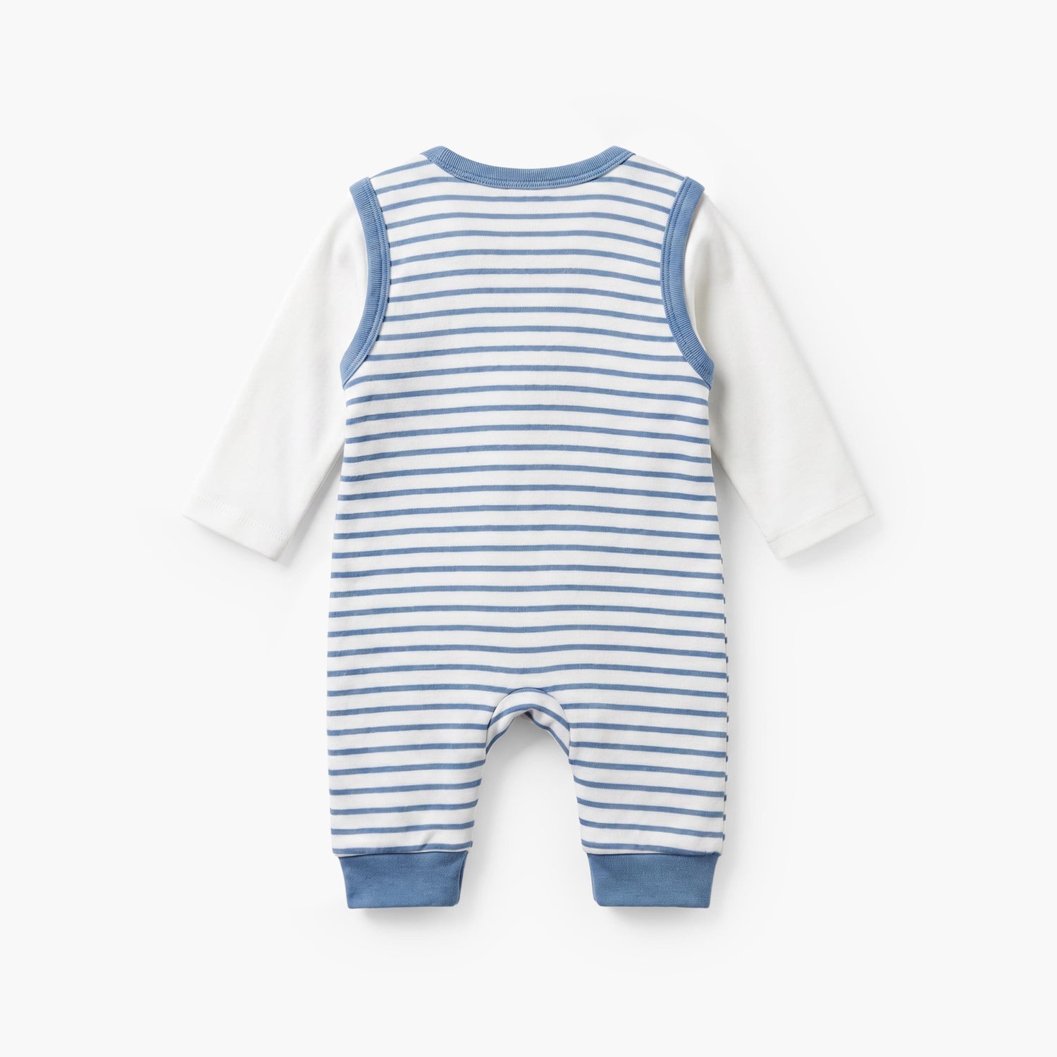 Juniors Crew Neck Long Sleeves T-shirt and Dungaree Set with Stripes