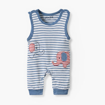 Juniors Crew Neck Long Sleeves T-shirt and Dungaree Set with Stripes