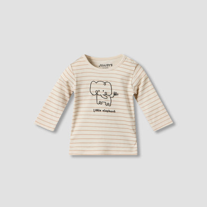 Pack of 2 Juniors Cotton Round Neck Long Sleeves Pyjama Set with Elephant Print