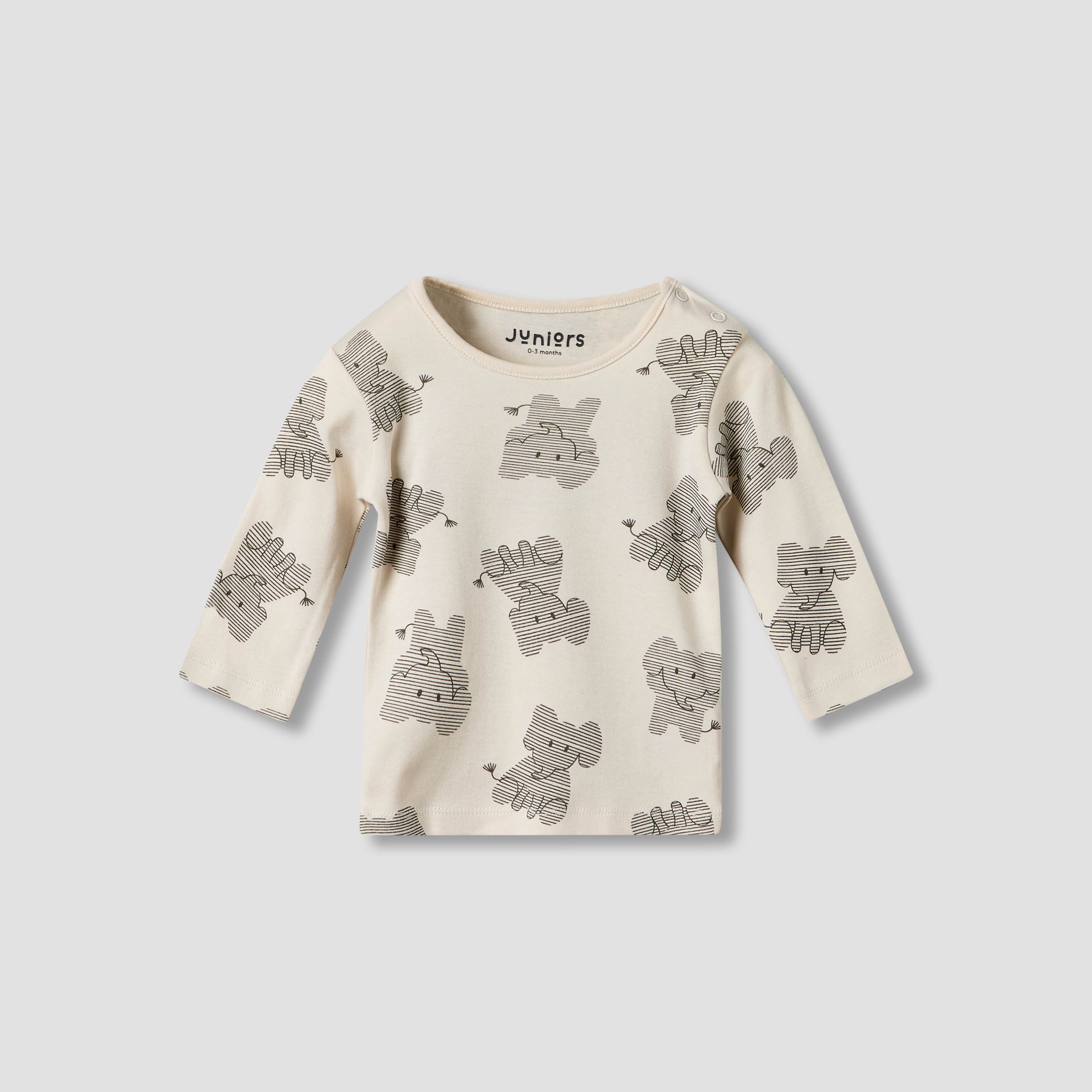Pack of 2 Juniors Cotton Round Neck Long Sleeves Pyjama Set with Elephant Print