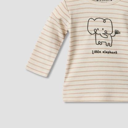 Pack of 2 Juniors Cotton Round Neck Long Sleeves Pyjama Set with Elephant Print