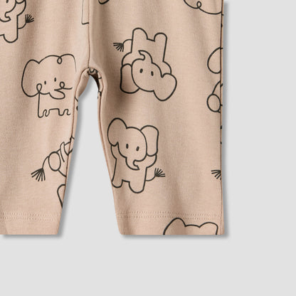 Pack of 2 Juniors Cotton Round Neck Long Sleeves Pyjama Set with Elephant Print