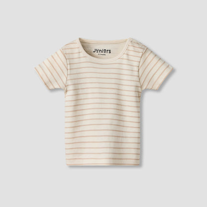 Juniors Round Neck Short Sleeves T-shirt and Dungaree Set with Elephant Print