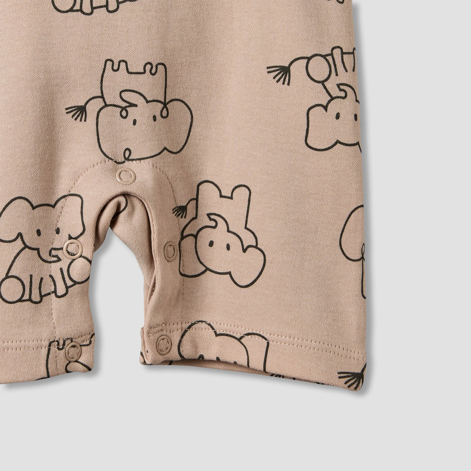 Juniors Round Neck Short Sleeves T-shirt and Dungaree Set with Elephant Print