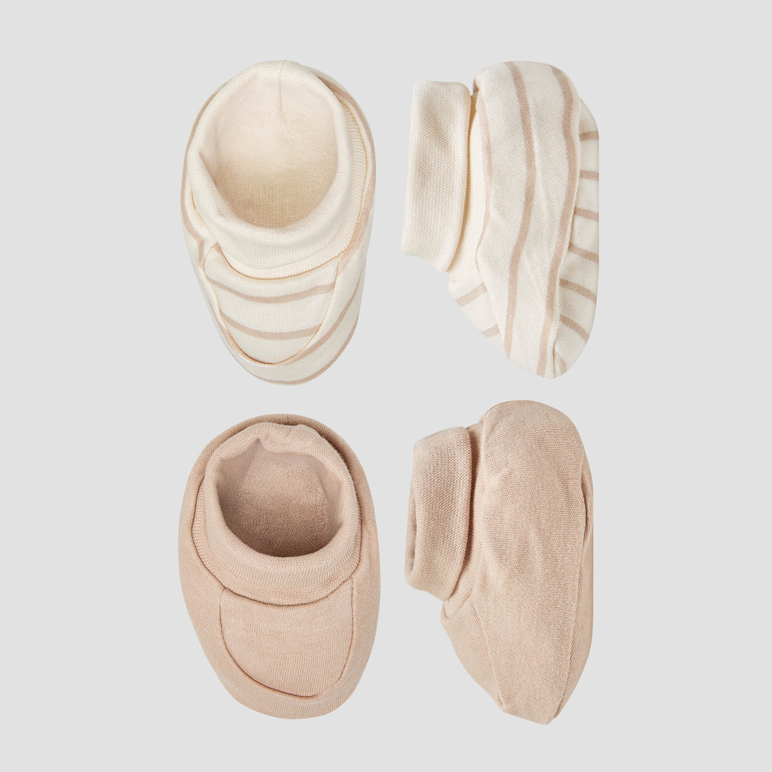 Pack of 2 Juniors Booties with Assorted Design - Beige / 0-6 mths