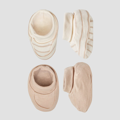 Pack of 2 Juniors Booties with Assorted Design - Beige / 0-6 mths