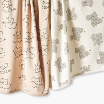 Pack of 2 Juniors Receiving Blanket with Elephant Print