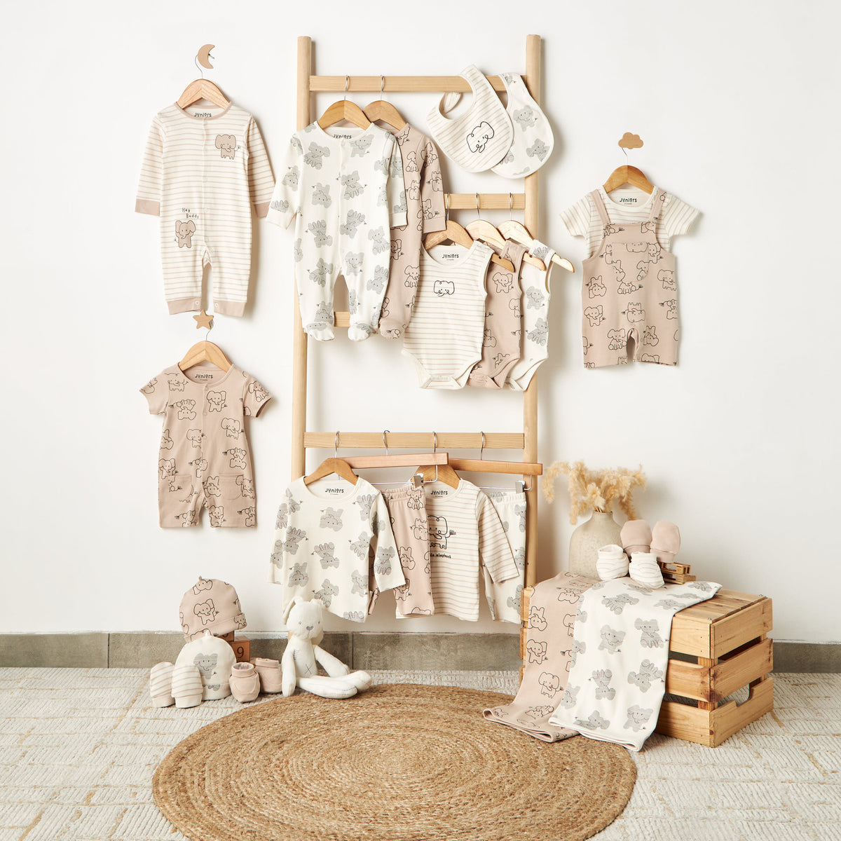 Pack of 2 Juniors Receiving Blanket with Elephant Print