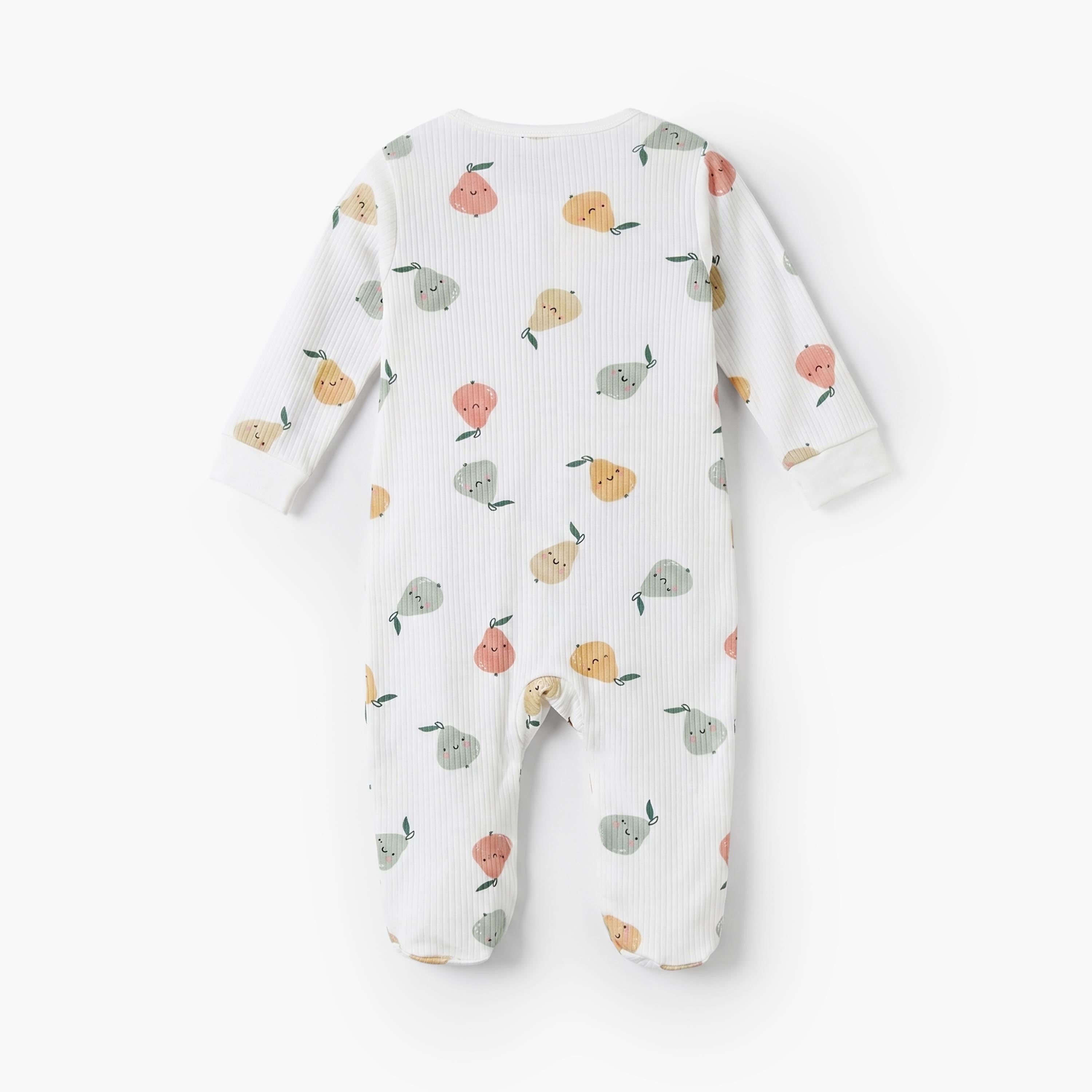 Juniors Cotton Round Neck Long Sleeves Sleepsuit with Fruit Print