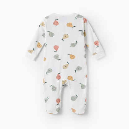 Juniors Cotton Round Neck Long Sleeves Sleepsuit with Fruit Print