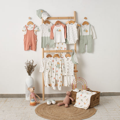 Juniors Cotton Round Neck Long Sleeves Sleepsuit with Fruit Print
