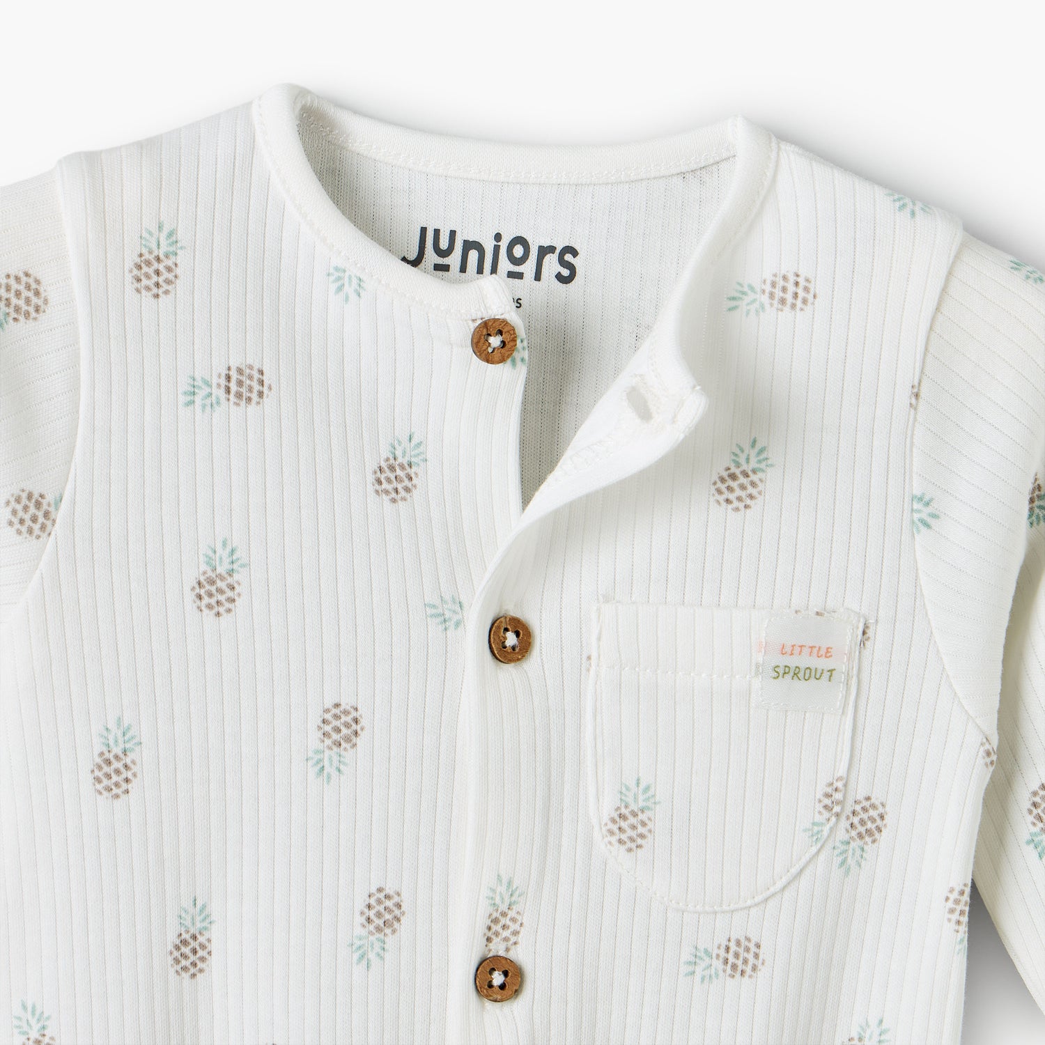 Juniors Cotton Crew Neck Long Sleeves Sleepsuit with Pineapple Print