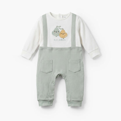 Juniors Cotton Crew Neck Long Sleeves Sleepsuit with Fruit Embroidery
