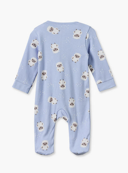 Juniors Cotton Crew Neck Long Sleeves Sleepsuit with Zip Closure-baby-boys-clothing-nightwear-sleepsuits-image-3