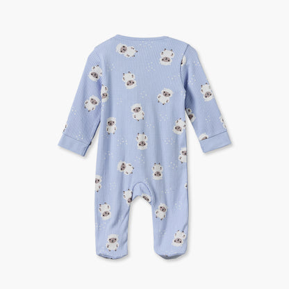 Juniors Cotton Crew Neck Long Sleeves Sleepsuit with Zip Closure