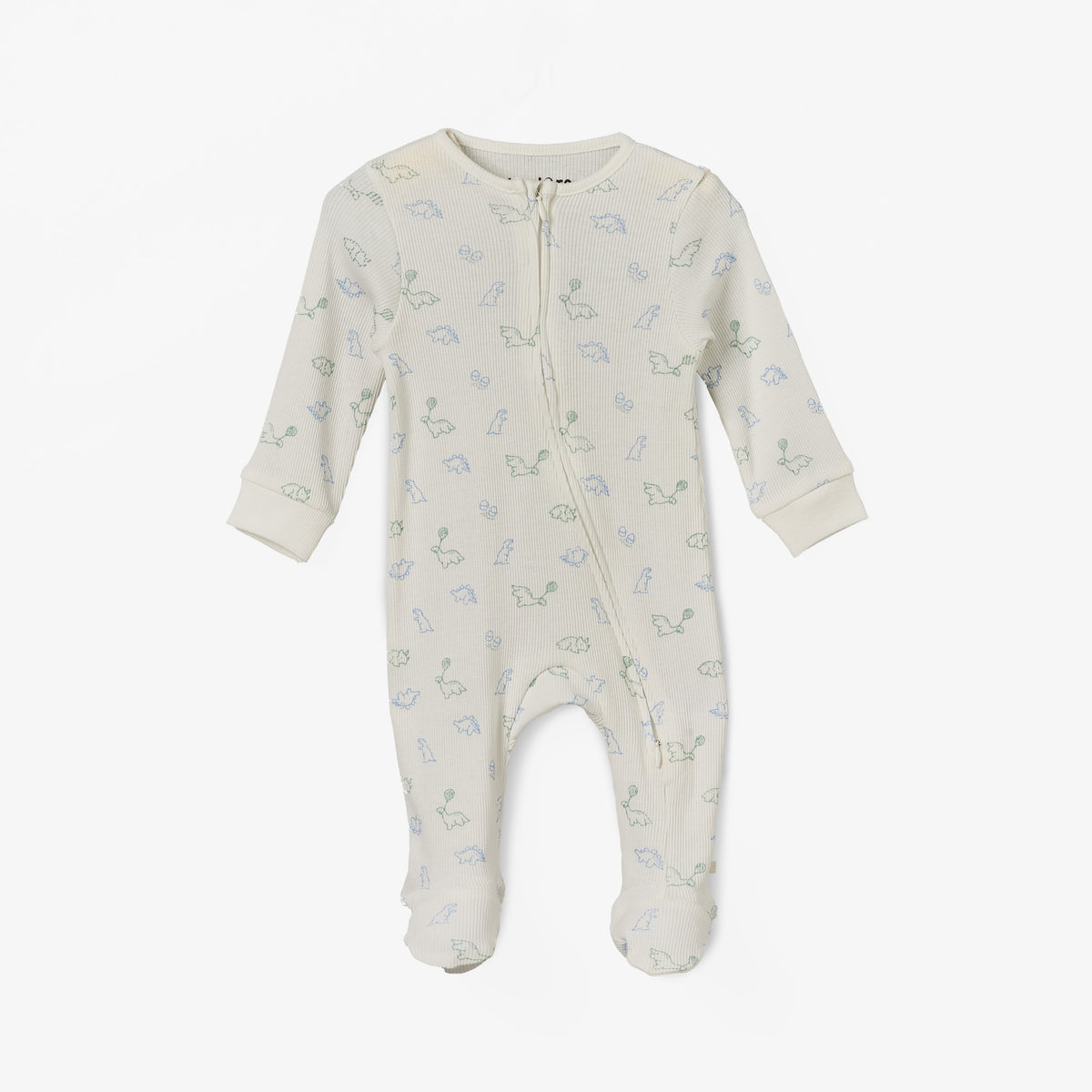 Juniors Cotton Round Neck Long Sleeves Sleepsuit with Dinosaur Print