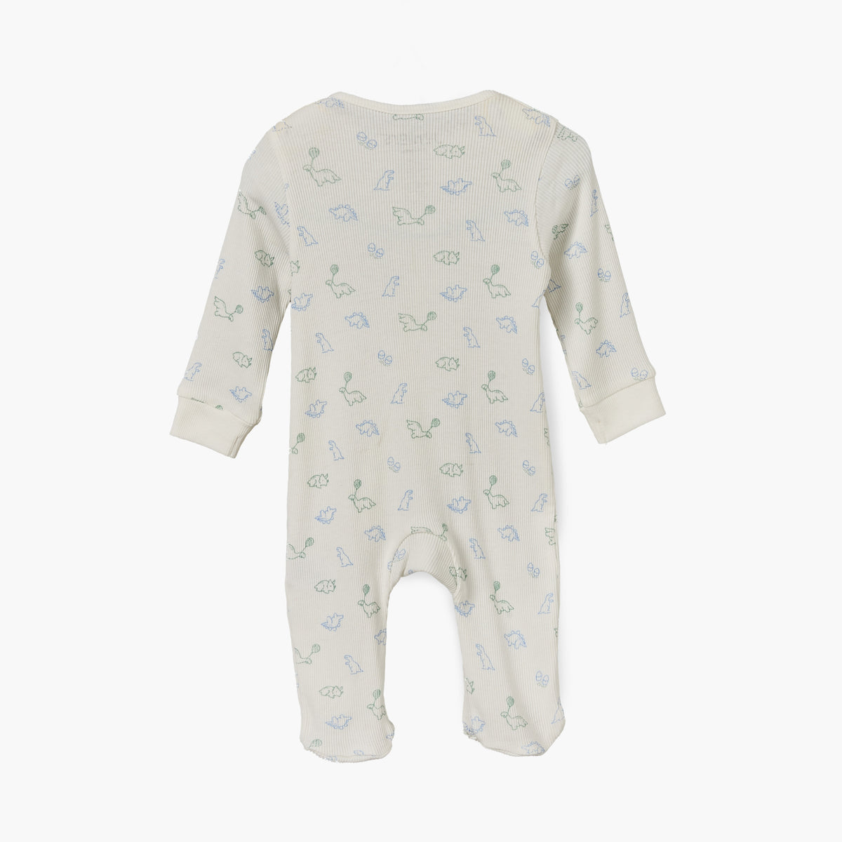 Juniors Cotton Round Neck Long Sleeves Sleepsuit with Dinosaur Print