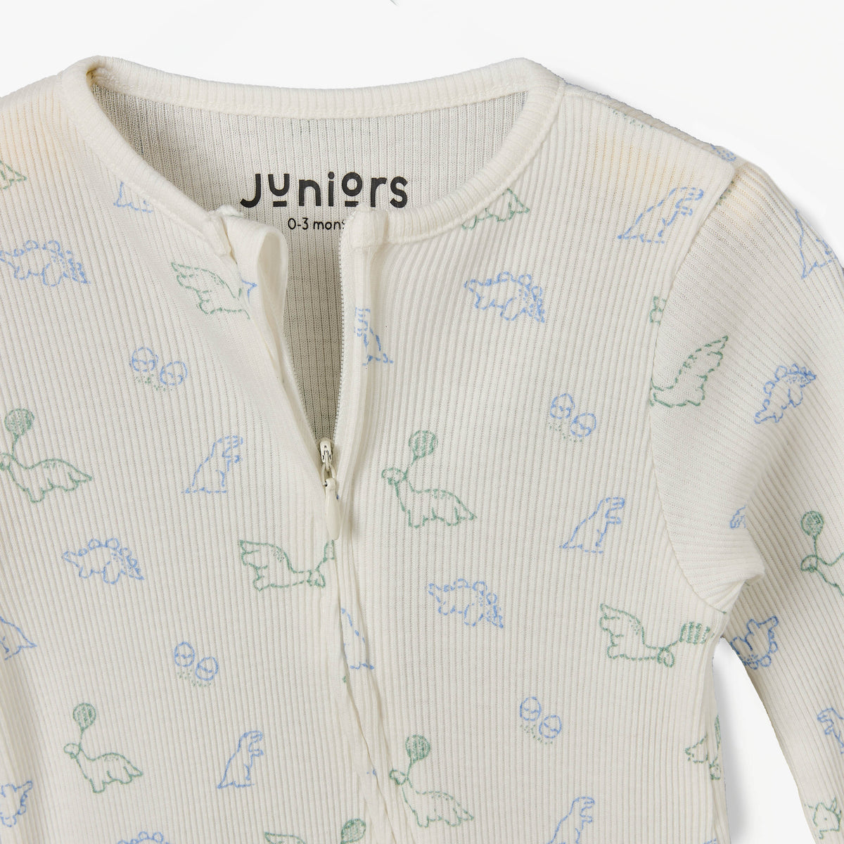 Juniors Cotton Round Neck Long Sleeves Sleepsuit with Dinosaur Print