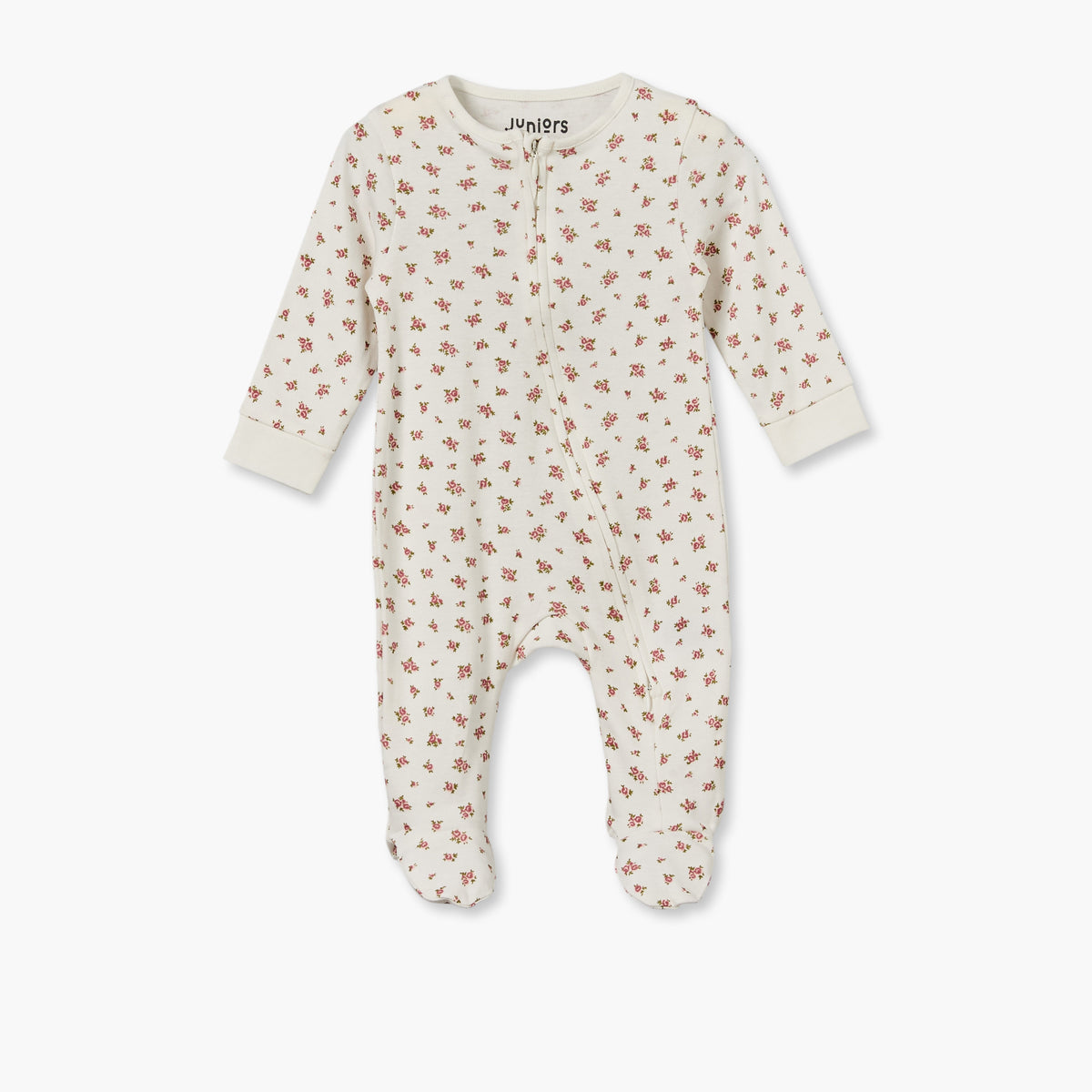 Juniors Cotton Round Neck Long Sleeves Sleepsuit with Floral Print