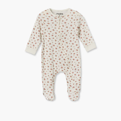 Juniors Cotton Round Neck Long Sleeves Sleepsuit with Floral Print