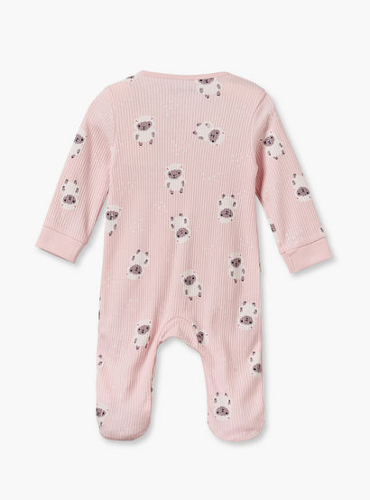 Juniors Cotton Crew Neck Long Sleeves Sleepsuit with Sheep Print-baby-girls-clothing-nightwear-sleepsuits-image-3